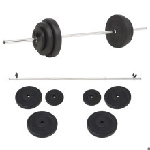Ensemble d'haltères barre longue 30 kg fitness musculation noir 02_0000742