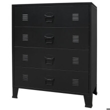 Buffet muito armário console móvel de armazenamento com gavetas metal estilo industrial 93 cm preto