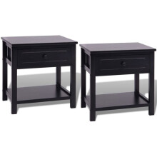 Conjunto de 2 mesas de cabeceira, cómoda, armário, móvel de quarto MDF preto 1402045