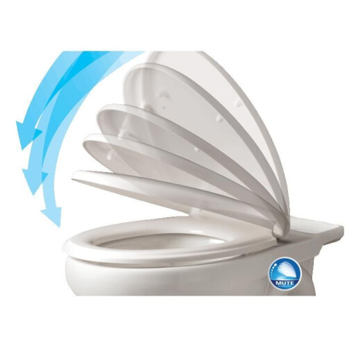 Assento de vaso sanitário em plástico branco com fechamento automático e fixação rápida 19_0000677 2