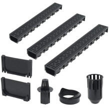 Lot de trois caniveaux de drainage plastique 3 m noir 02_0003068
