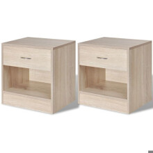Conjunto de 2 peças de mobilário para quarto: mesa de cabeceira, cómoda e armário com gaveta na cor de carvalho.