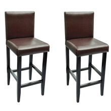 Conjunto de dois bancos de bar design cadeira assento couro sintético marrom 1202096