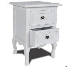 Mesa de noite, criado-mudo, cômoda, armário, móvel de quarto com 2 gavetas, MDF branco 1402086