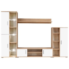 Mobile per TV design pratico da parete con luce LED rovere sonoma e bianco