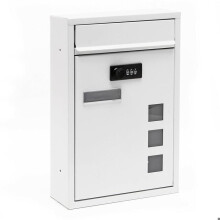 Buzón de diseño moderno de pared con cerradura de combinación de acero galvanizado blanco 16_0000066