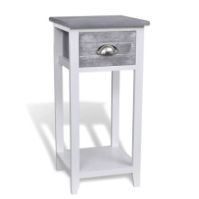 Mesa de noite, cabeceira, cômoda, armário, móvel de quarto com 1 gaveta cinza e branco 1402176
