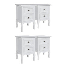 Conjunto de móveis para quarto 4 pcs com 2 gavetas mdf branco: mesa de cabeceira, cômoda, armário.