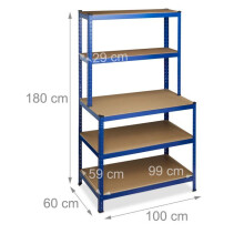 Schwere Regal für die Garage, Klippunterstützung, 900 kg, 5 Ebenen, 180 cm hoch.
