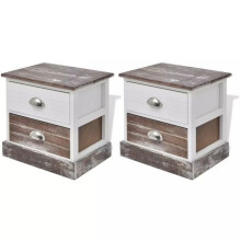 Mesa de cabeceira, criado-mudo, cômoda, armário, móvel de quarto 2 pcs marrom e branco 1402142