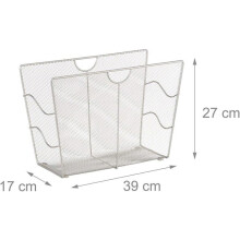 Zeitschriftenständer aus metallischem Netz, Zeitungsorganizer, geflochtenes Netz, 39 cm, grau 13_0002229
