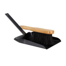 Pala de cenizas de chimenea y cepillo de acero para horno chimenea 37 cm negro