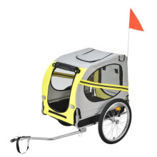 Remorque vélo pour animaux - HELLOSHOP26 - 26 kg - Pneumatique - Réflecteurs - Drapeau rouge