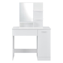 Coiffeuse design avec miroir tiroir étagères commode de coiffure 138 cm blanc 03_0005026