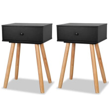 Conjunto de 2 mesas de cabeceira com gaveta armário móvel quarto MDF 40 x 30 x 61 cm preto