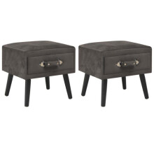 Mesa de noite cabeceira cômoda armário móvel quarto 2 pcs cinza 40x35x40 cm veludo 1402069