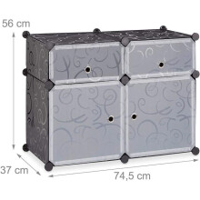 Étagère 4 casiers armoire compartiments plastique chaussures modulable noir 13_0001012_3