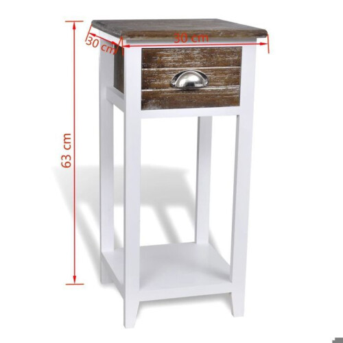 Mesa de noite cabeceira comodidade armário móvel quarto com 1 gaveta marrom e branco 1402160 2