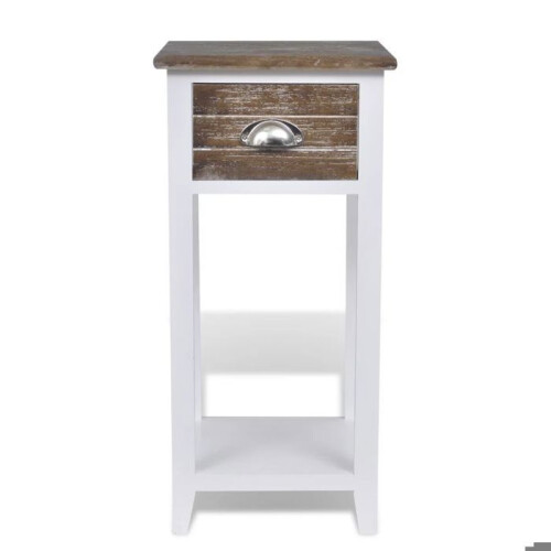 Mesa de noite cabeceira comodidade armário móvel quarto com 1 gaveta marrom e branco 1402160 1