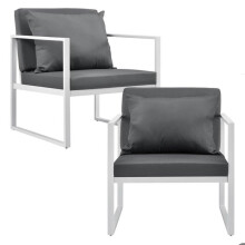 2 x sedie da esterno robuste con cuscini confortevoli bianchi 70 x 60 x 60 cm