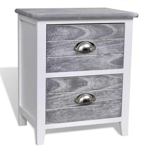 Mesa de cabeceira, comodas, armário, móveis de quarto 2 pcs com 2 gavetas cinza e 1