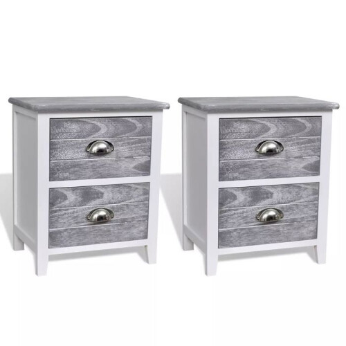 Mesa de cabeceira, comodas, armário, móveis de quarto 2 pcs com 2 gavetas cinza e
