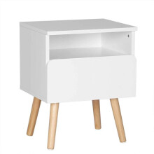 Mesa de cabeceira com gavetas e compartimento em madeira branca 19_0000457