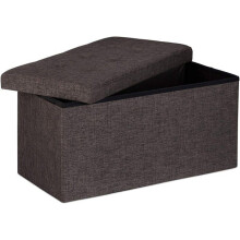 Opberg poef banket tabouret opvouwbaar kist voetensteun 76 cm linnen bruin 13_0002337_5