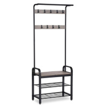 Portemanteau vestiaire meuble d’entrée avec crochets amovible banc et étagère à chaussures hauteur 183 cm