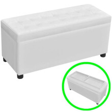 Banket pouf tabouret meubelpouf met opbergruimte synthetisch leer wit 3002220