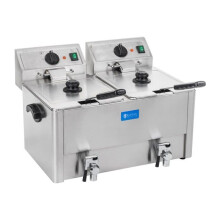 Frituurpan roestvrij staal 2 bakken 13 liter uitneembare kuip met timer EGO professionele 3614021