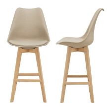 Set van 2 barkrukken met rugleuning en gevoerde voetensteun 105 cm beige