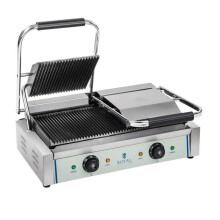 Machine à panini nervurée double - 2 x 1.800 watts acier inox professionnel 3614037