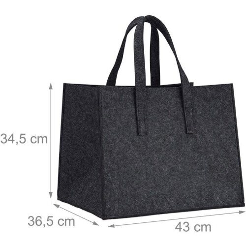 Panier à bûches - HELLOSHOP26 - Pliable - Feutre - 50 litres - Anthracite
