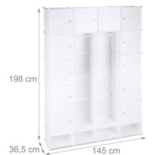 Étagère cubes rangement penderie armoire 18 compartiments plastique chaussures modulable blanc 13_0001073