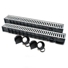 Lot de 2 x 1 m caniveaux grille recouvrement 1,5 tonnes fonte drainage eaux usees evacuation