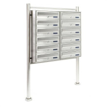 Bloc de 12 buzones con soporte de pie 2x6 compartimentos apilados de acero inoxidable 16_0000026