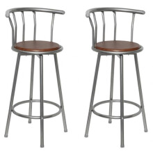 Conjunto de 2 bancos de bar em madeira marrom design moderno 1202010