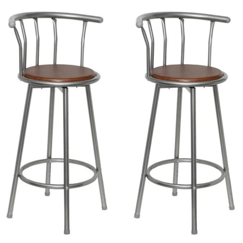 Conjunto de 2 bancos de bar em madeira marrom design moderno 1202010