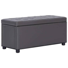 Pouf met opbergruimte 87,5 cm grijs kunstleer 02_0010826