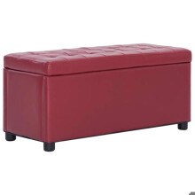 Banket pouf kruk opslag meubelpouf 87 cm rood bordeaux synthetisch 3002087