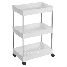 Wagen met wielen, mobiele rek met 3 niveaus, ruimtebesparend voor badkamer, keuken, bureau 40 x 22 x 60