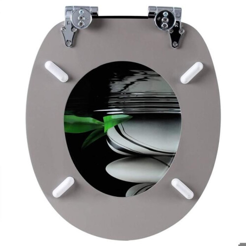 Assento de WC em MDF com soft-close decoração de seixo cinza e preto 19_0000745 2