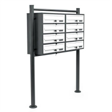 Bloc 8 buzones pie de soporte 2x4 compartimento apilado acero galvanizado antracita y blanco 16_0000050