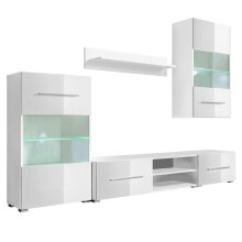 Mobile TV buffet design pratico a muro con illuminazione led 5 pezzi bianco 2502200