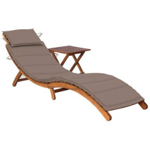Transat chaise longue de baño de sol cama de jardín terraza mueble de exterior con mesa y cojín de madera de acacia 02_0012616