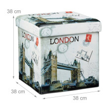 Tabuleta dobrável caixa de armazenamento banco dobrável 38 x 38 cm Londres multicolorido 2013068
