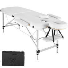 Klappbare Massagebank 2 Zonen Aluminium Tragbar + Weiße Hülle 2008134