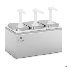 Distributeur de sauce - HELLOSHOP26 - 3 récipients - Acier inoxydable - 6 litres - Pompe