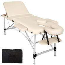 Mesa de masaje plegable de 3 zonas de aluminio portátil + funda beige 2008139